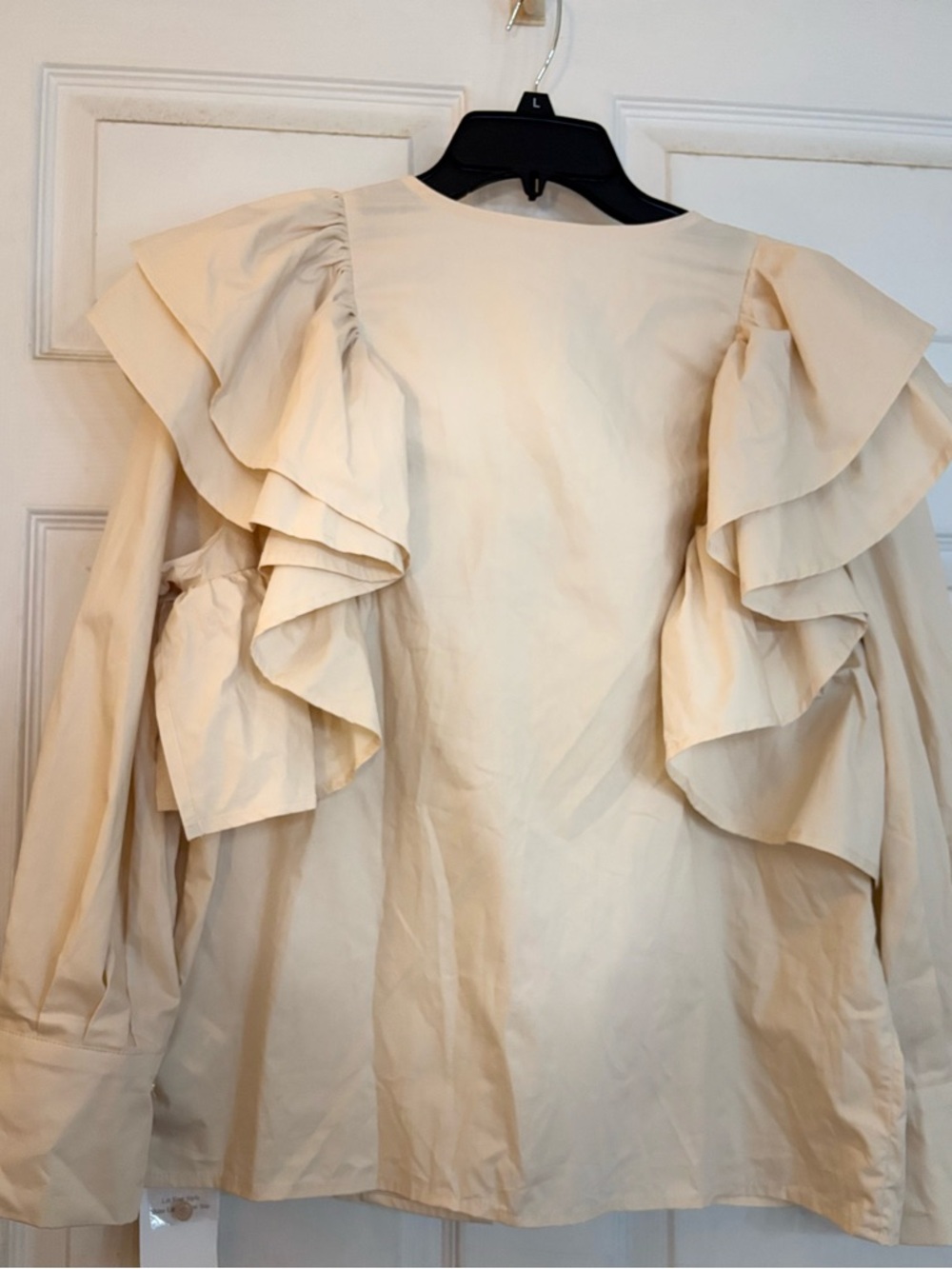 Cream Ruffle-Front Blouse - Women - Picture 2 of 2